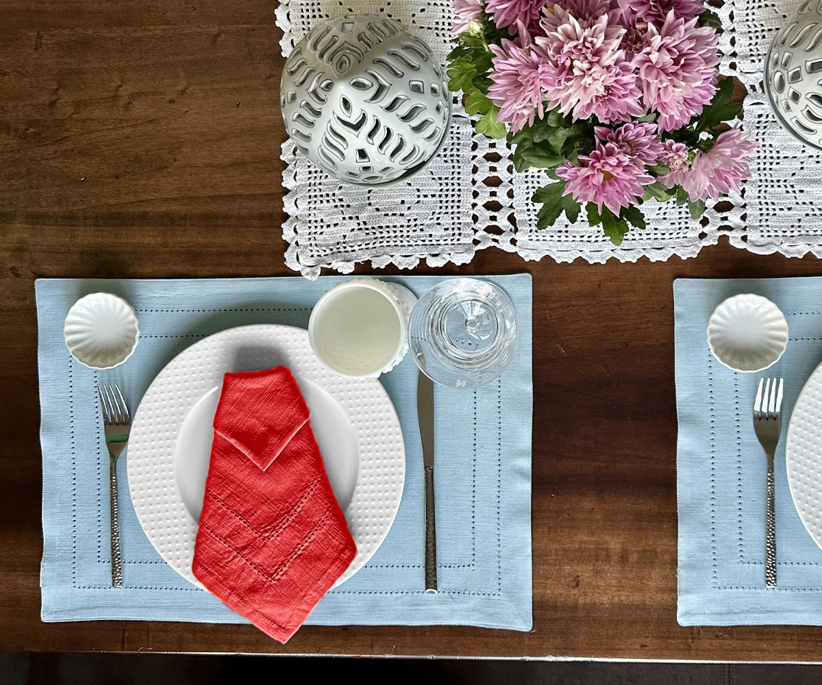 Red Double Hemstitch Napkins