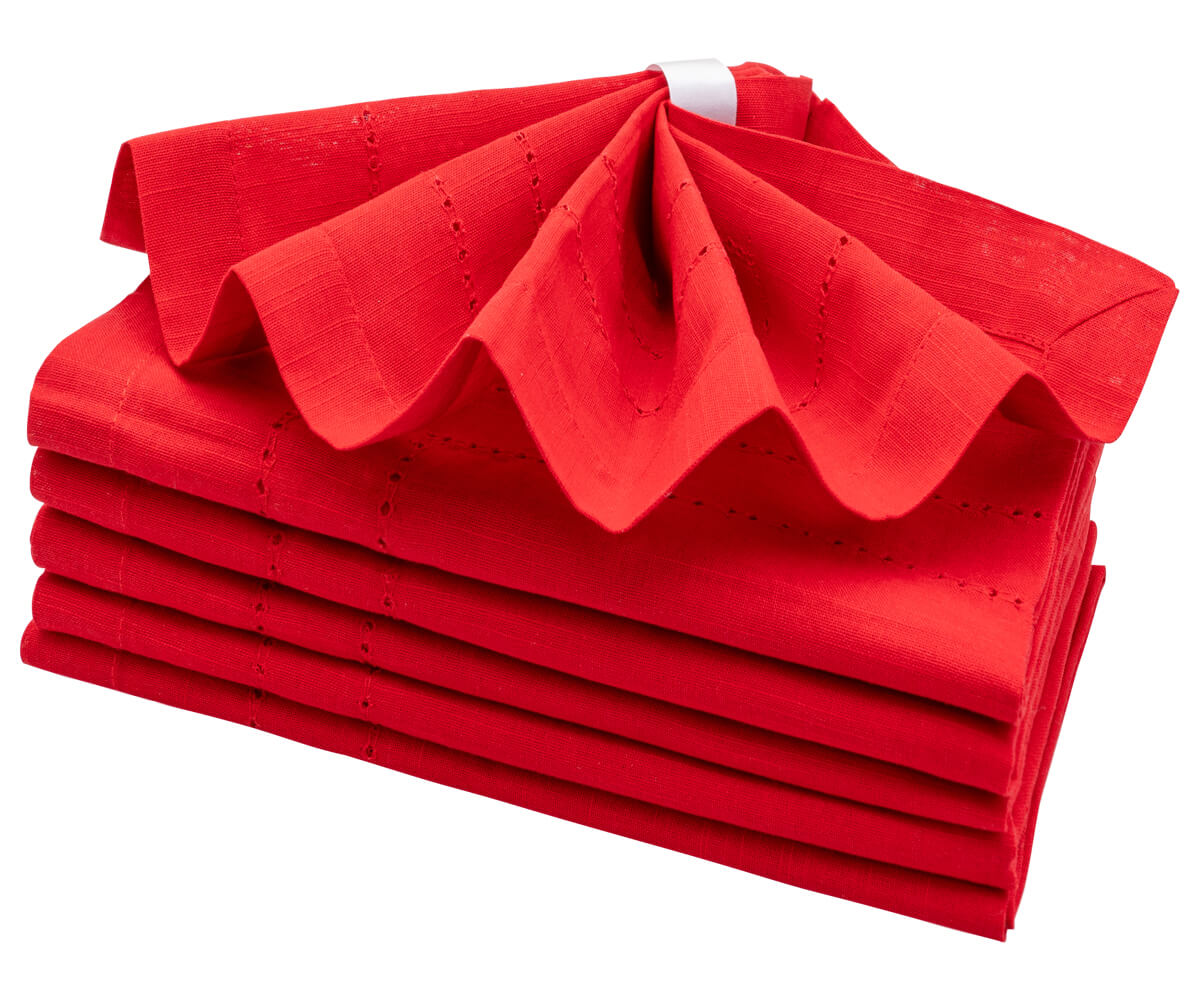 Red Double Hemstitch Napkins