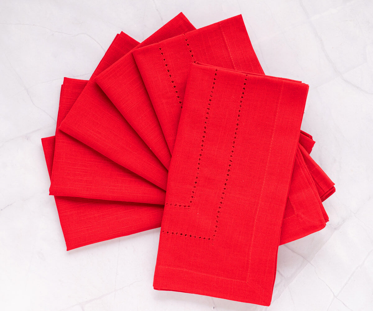 Red Double Hemstitch Napkins