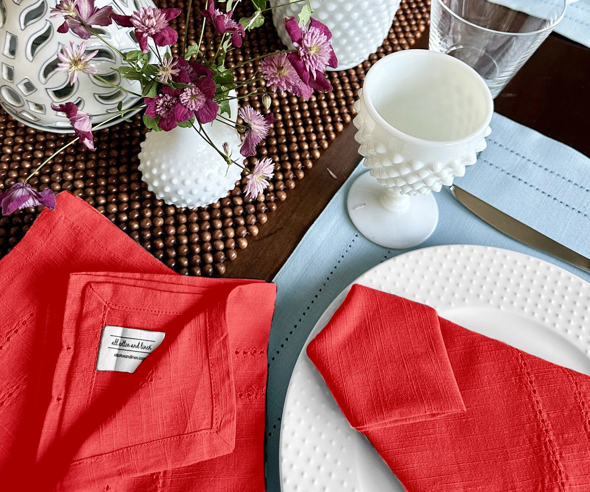 Red Double Hemstitch Napkins