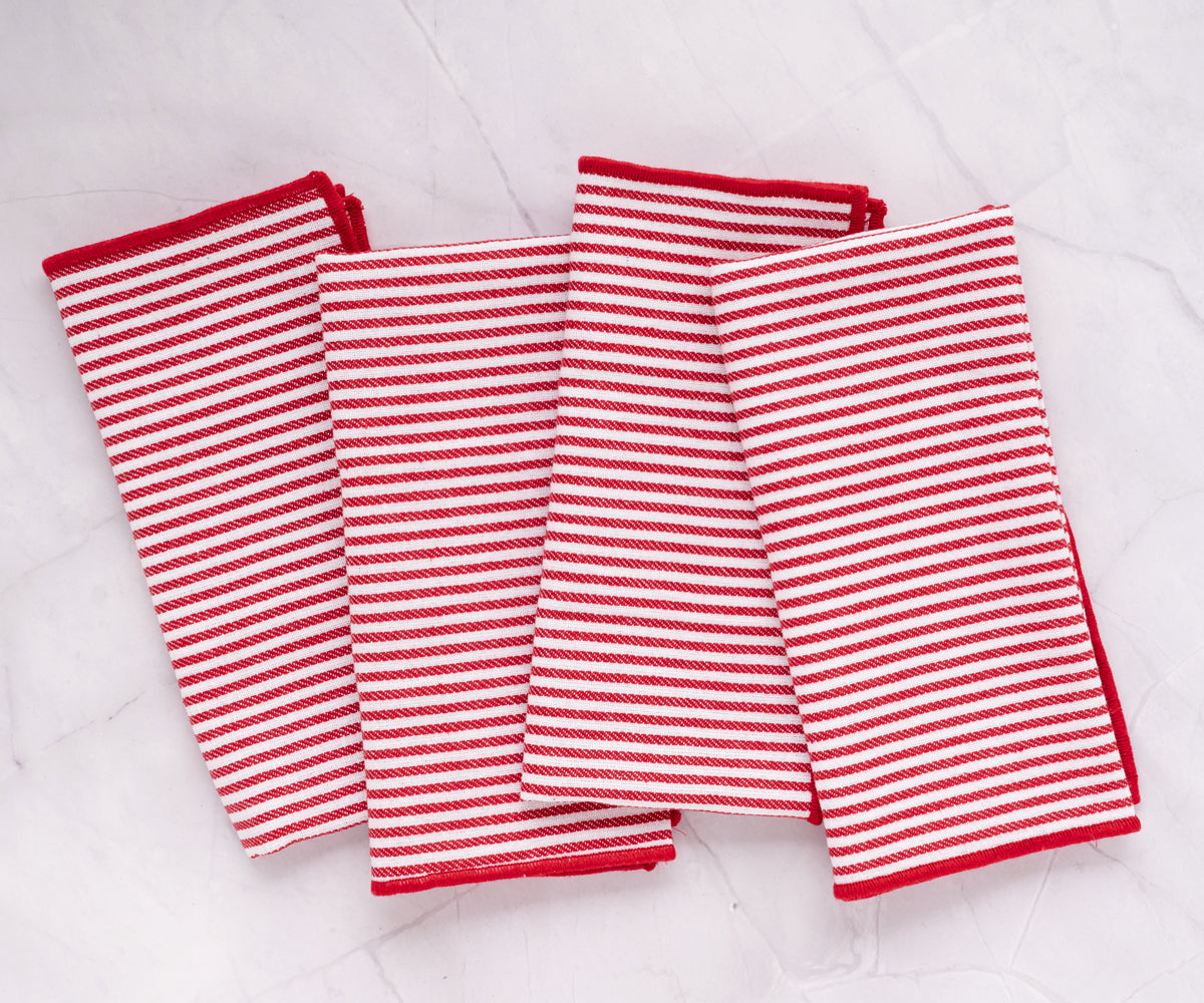 Red Dinner Napkins - All Cotton and Linen
