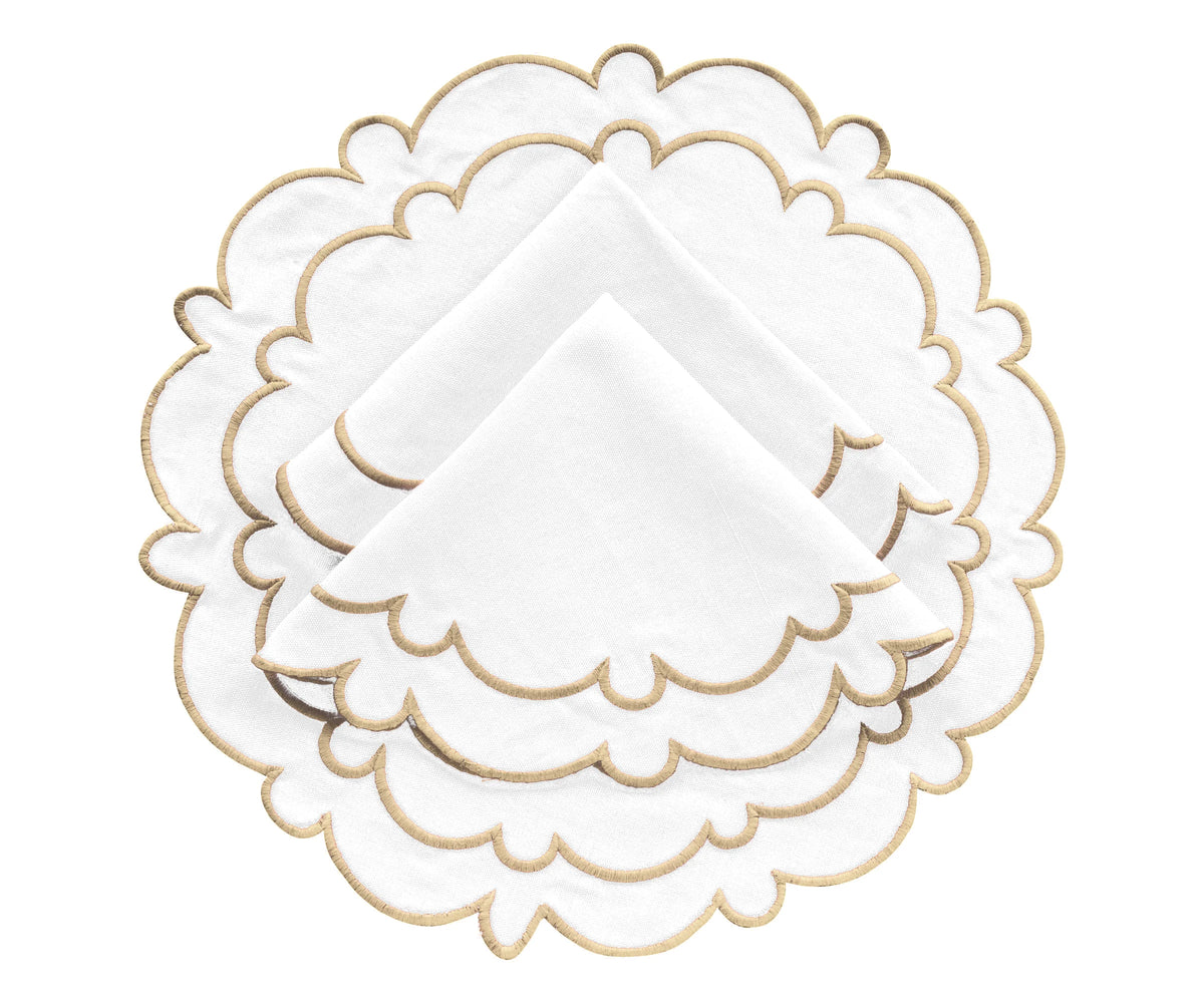 Beige Round Scalloped Table Mats