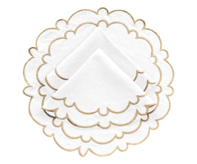 Beige Round Scalloped Table Mats