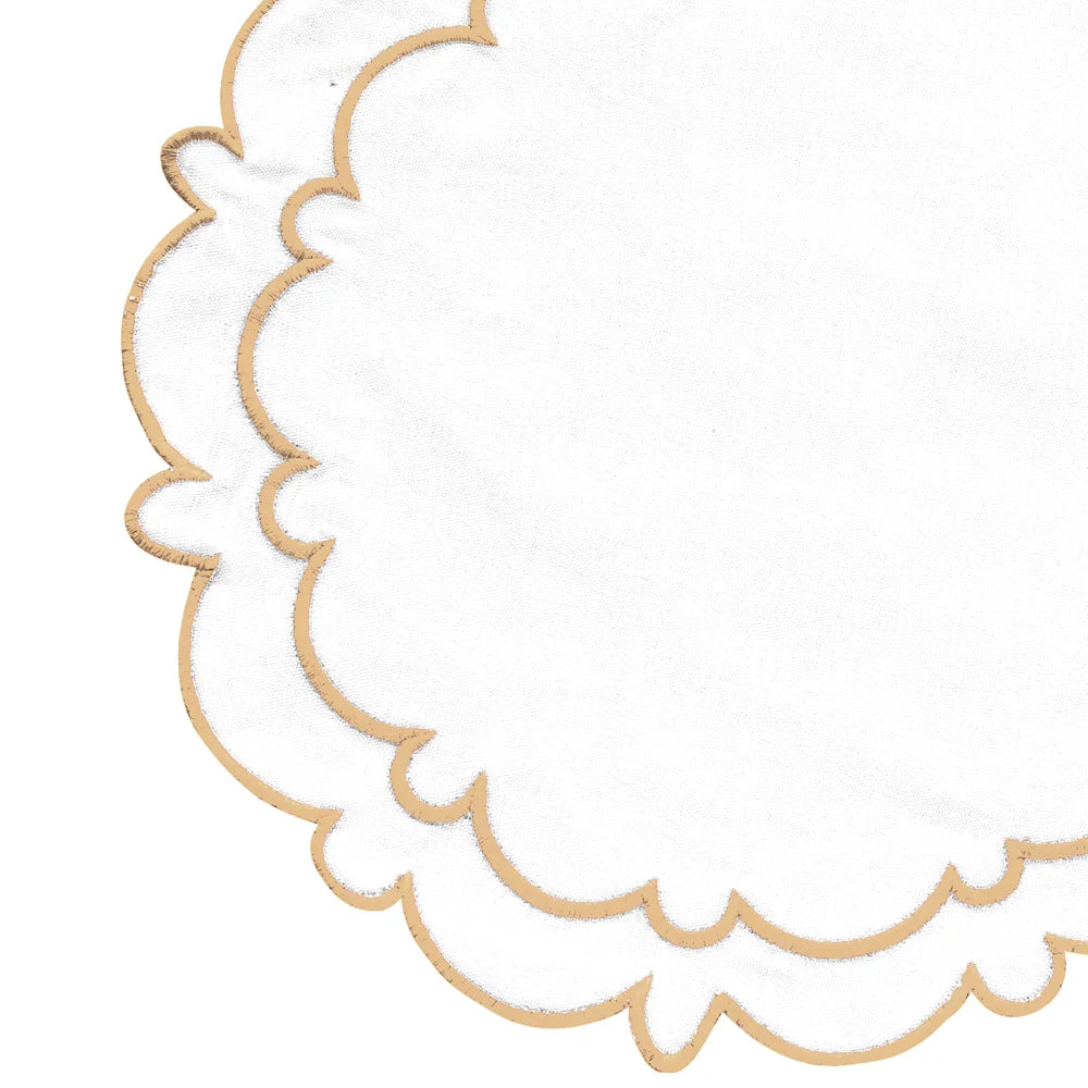 Beige Round Scalloped Table Mats