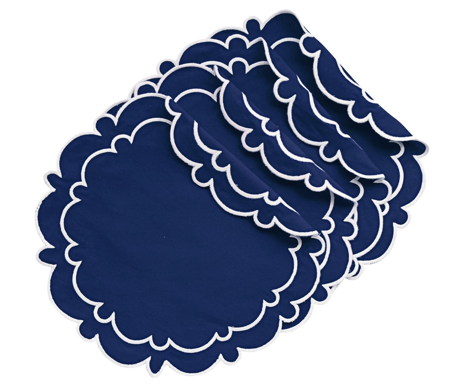 Stylish  Round Washable Placemats with Decorative Scallop Design