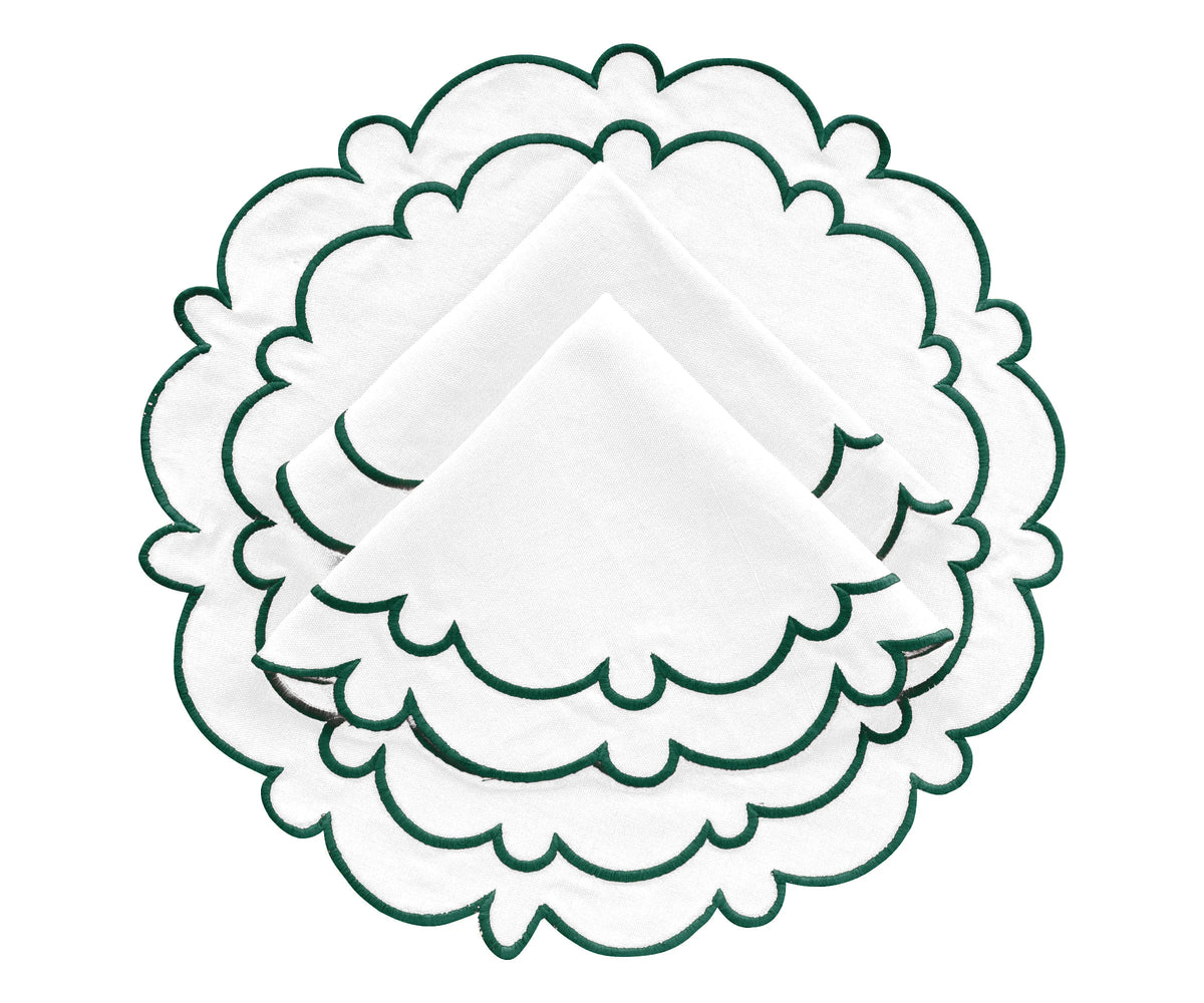 Green Round Scalloped Table Mats