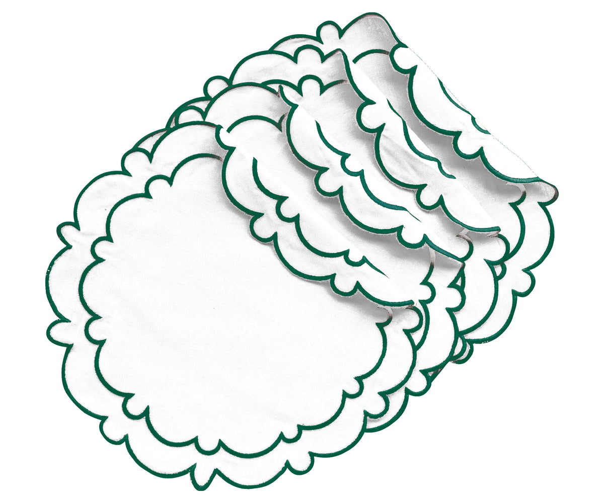 Green Round Scalloped Table Mats