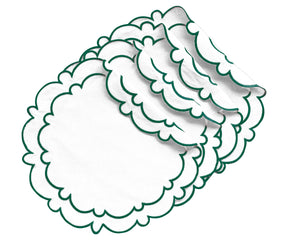 Green Round Scalloped Table Mats