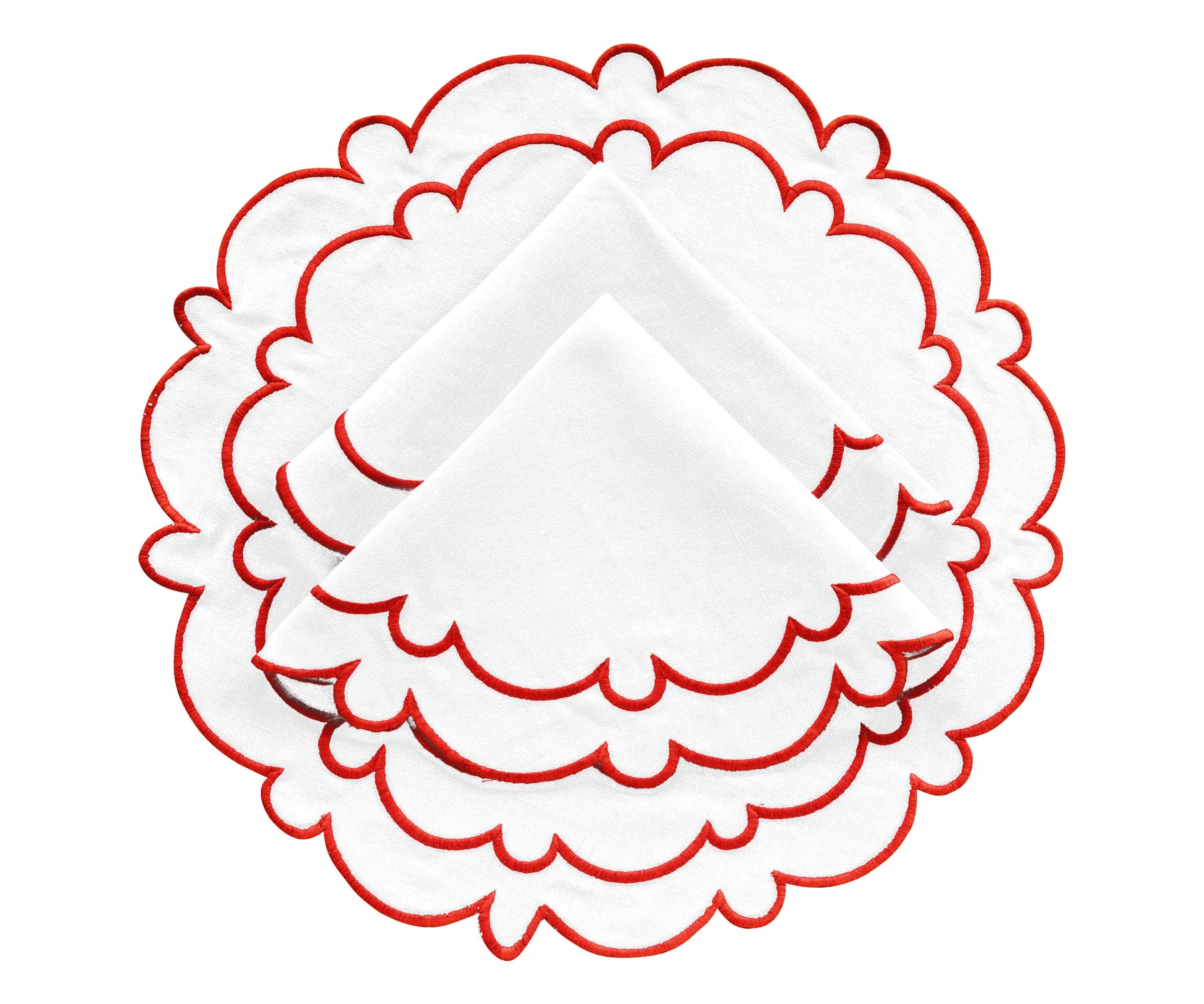 Red Round Scalloped Table Mats