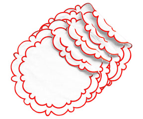 Red Round Scalloped Table Mats