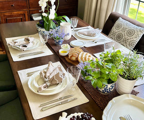 Beige scallop napkins enhancing a coastal-themed dining table