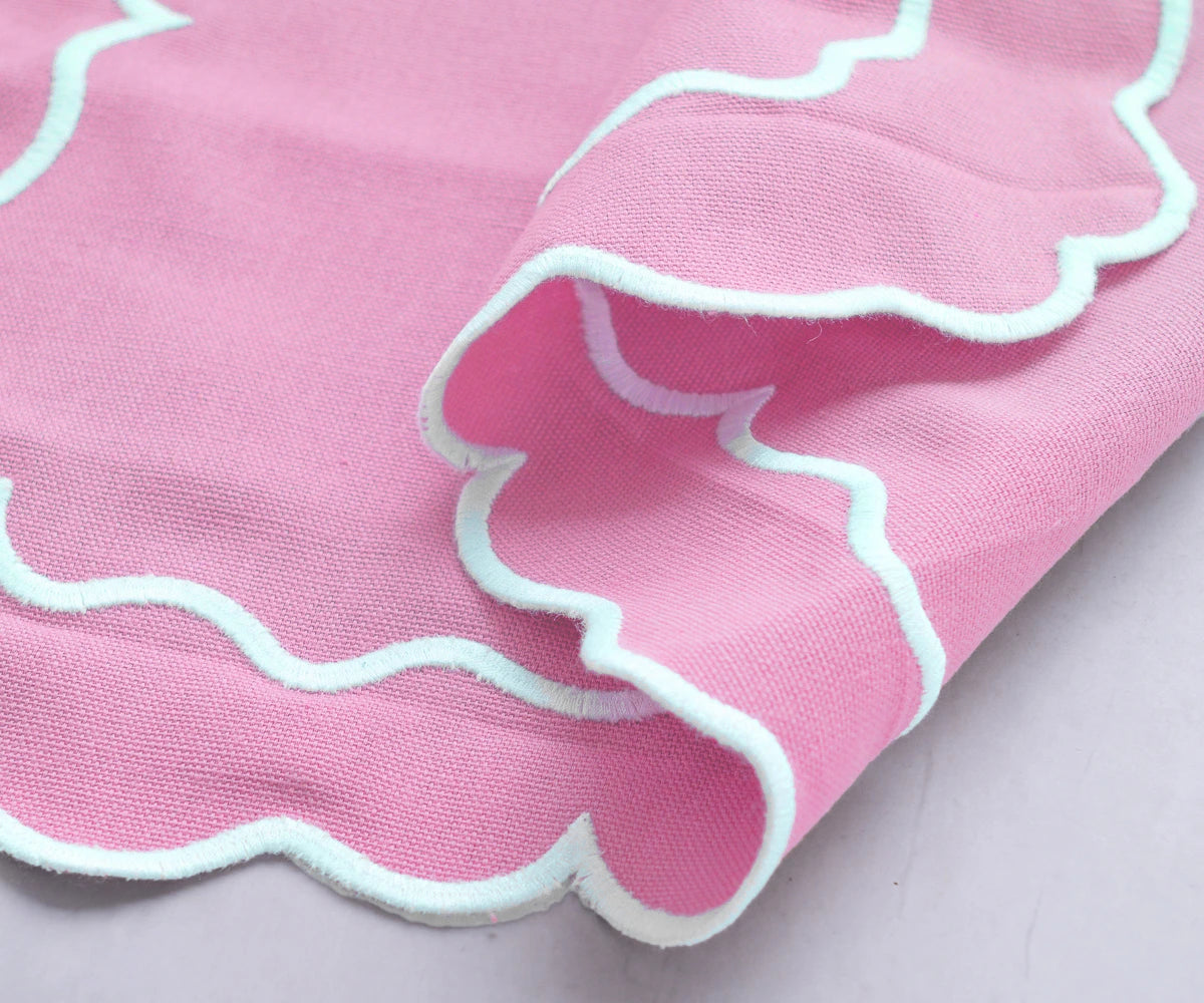 Soft Pink Cloth Napkins with Embroidered Detailing