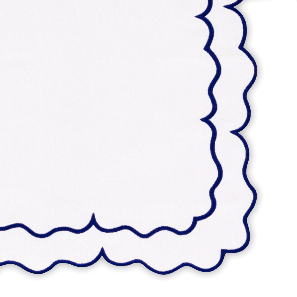 Blue Scalloped Napkins Set of 4