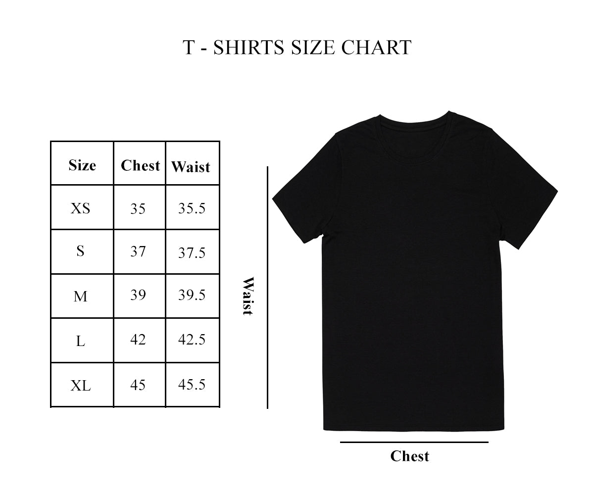 Size for Black T-shirts