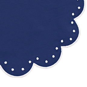 Navy Blue Cotton Placemats with Decorative White Dotted Embroidery