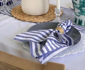 Blue linen dinner napkins elevate your formal dining experience