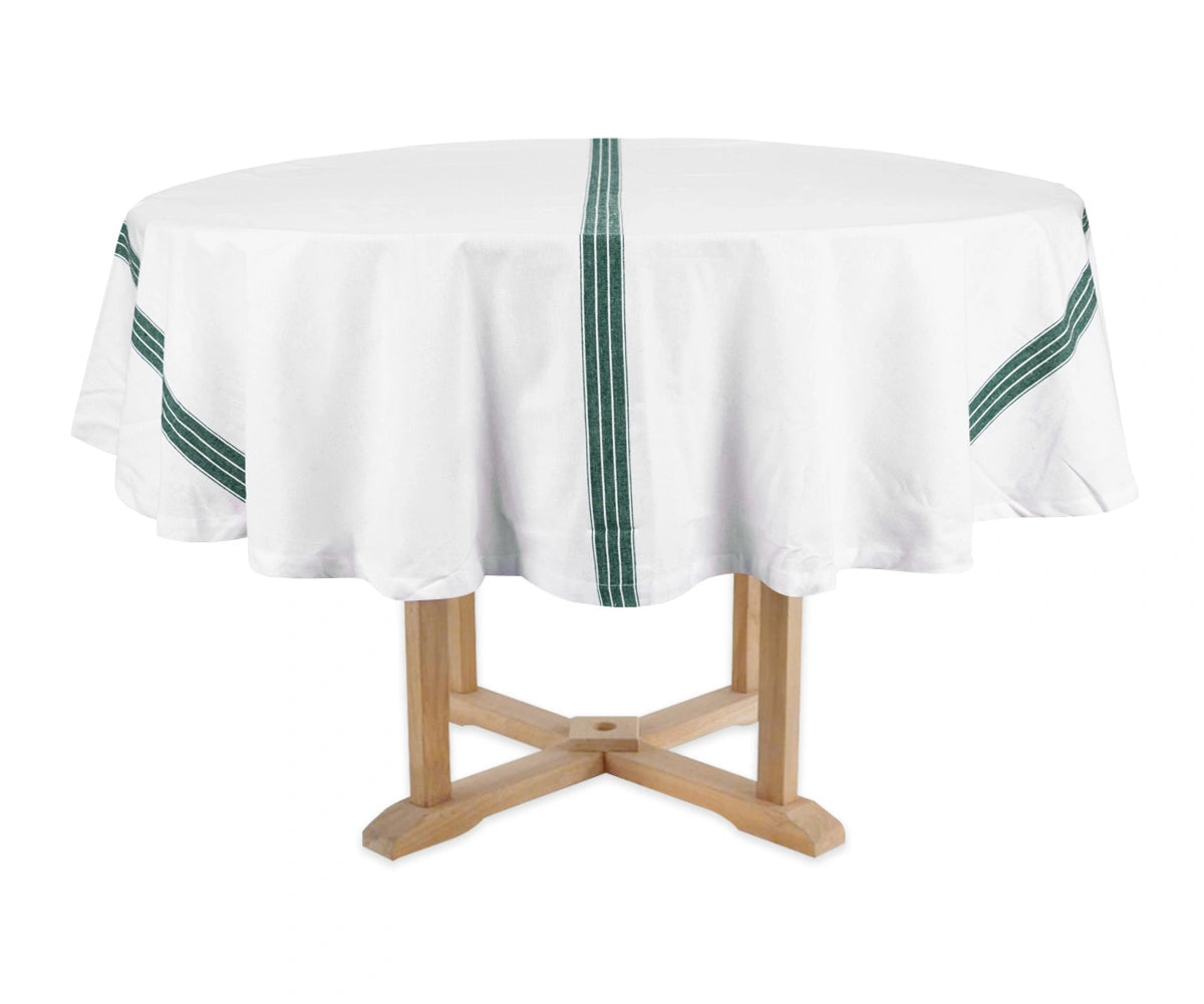 Green Striped Round Tablecloth