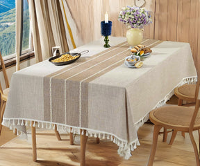 Striped Tablecloth - Tassel Tablecloth