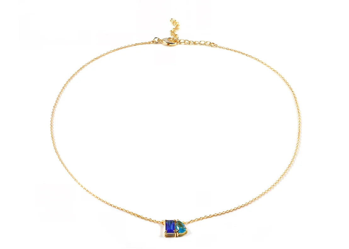 blue sapphire necklace yellow gold