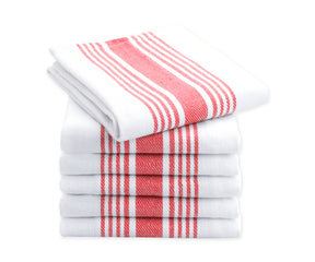 Set of red table napkins with a subtle print, adding a touch of sophistication to the table