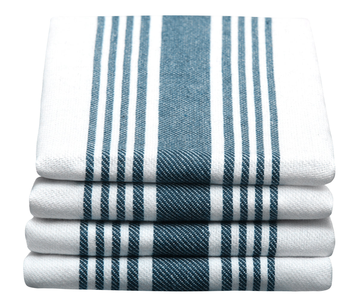 Elegant cotton dish towels folded neatly, adding a touch of style to your kitchen