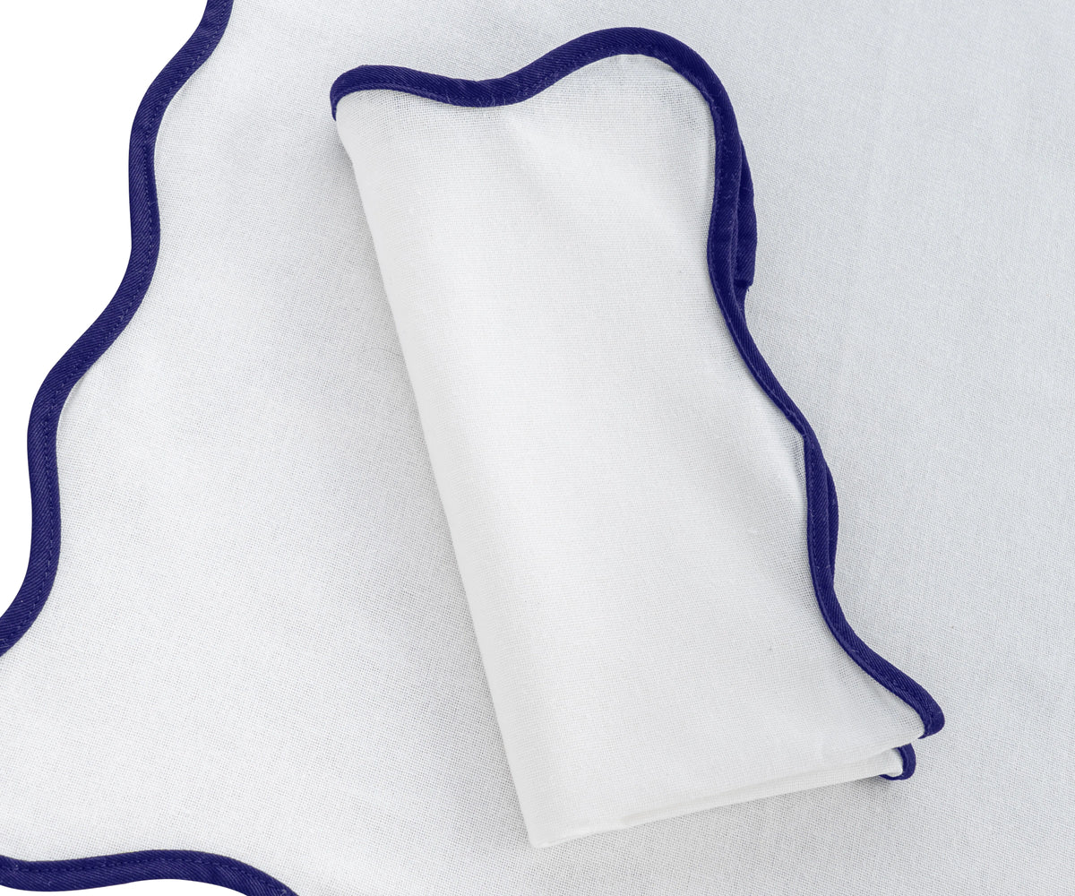 Navy Scallop Edge Napkins