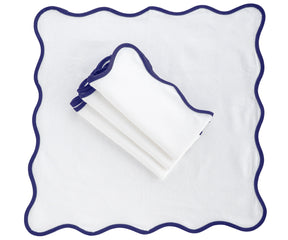 Navy Scallop Edge Napkins