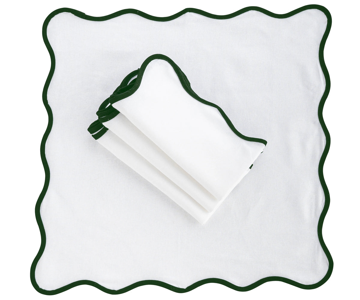 Green Scallop Edge Napkins