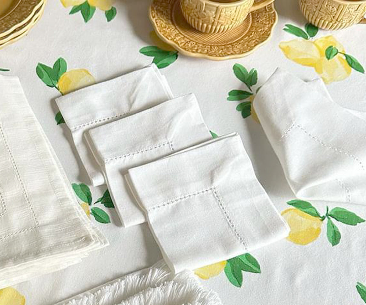 White Hemstitched Napkins - 20 inch