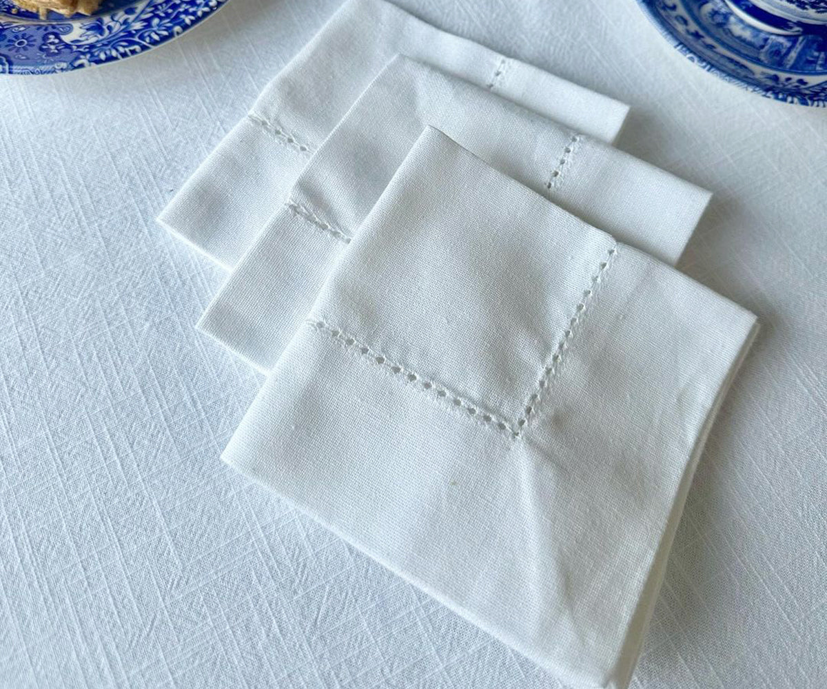 White Hemstitched Napkins - 20 inch