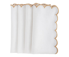 white scalloped napkins can be customized to match your home decor or a specific theme.