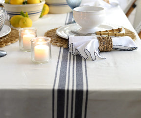 Navy Blue Striped Tablecloth