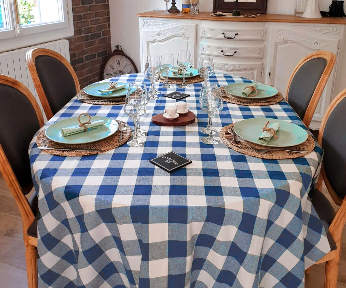 Blue and White Tablecloth