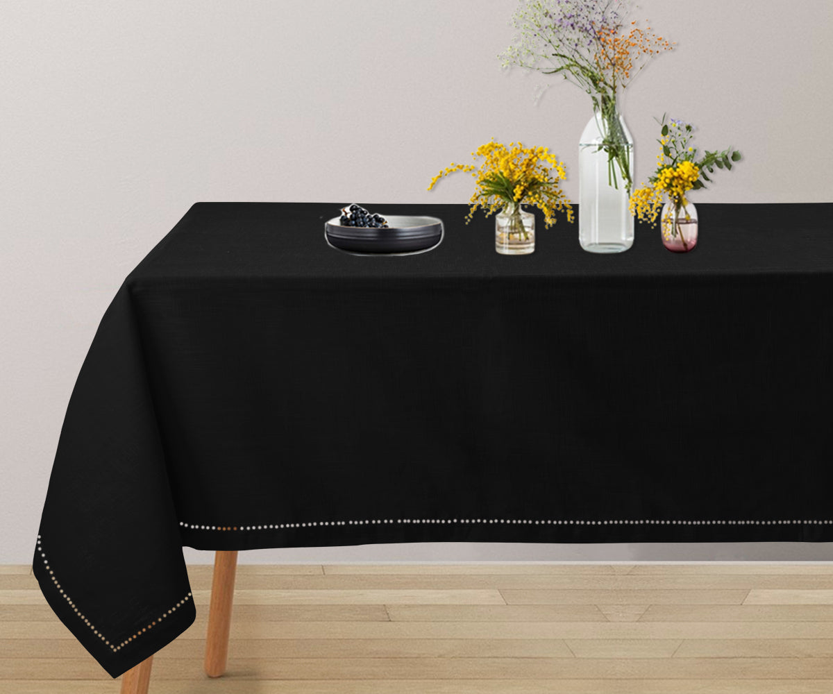 Black Fabric Tablecloth - Hemstitched