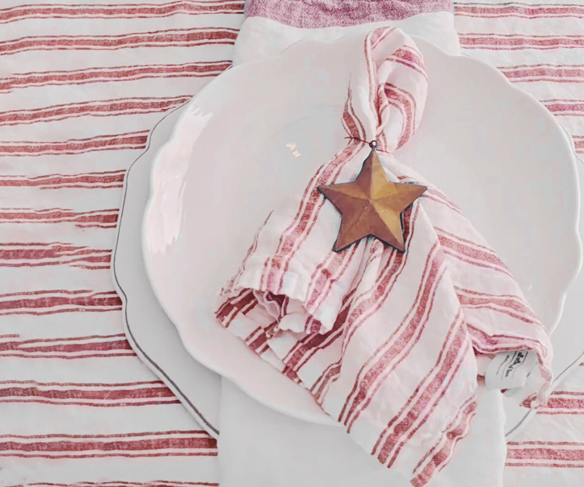 Homestead Stripe Linen Napkins - Set of 4