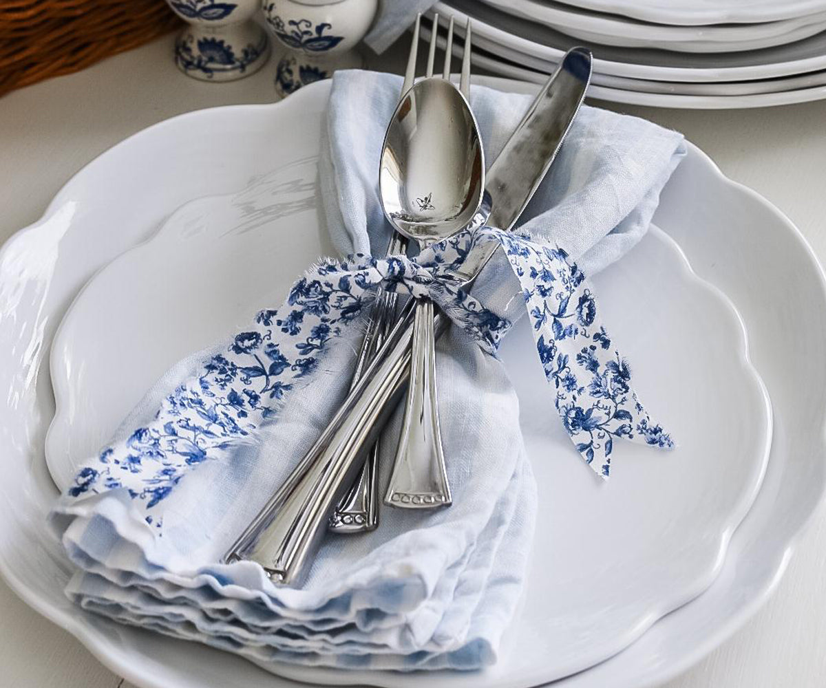 Light Blue Ticking Stripe Napkins