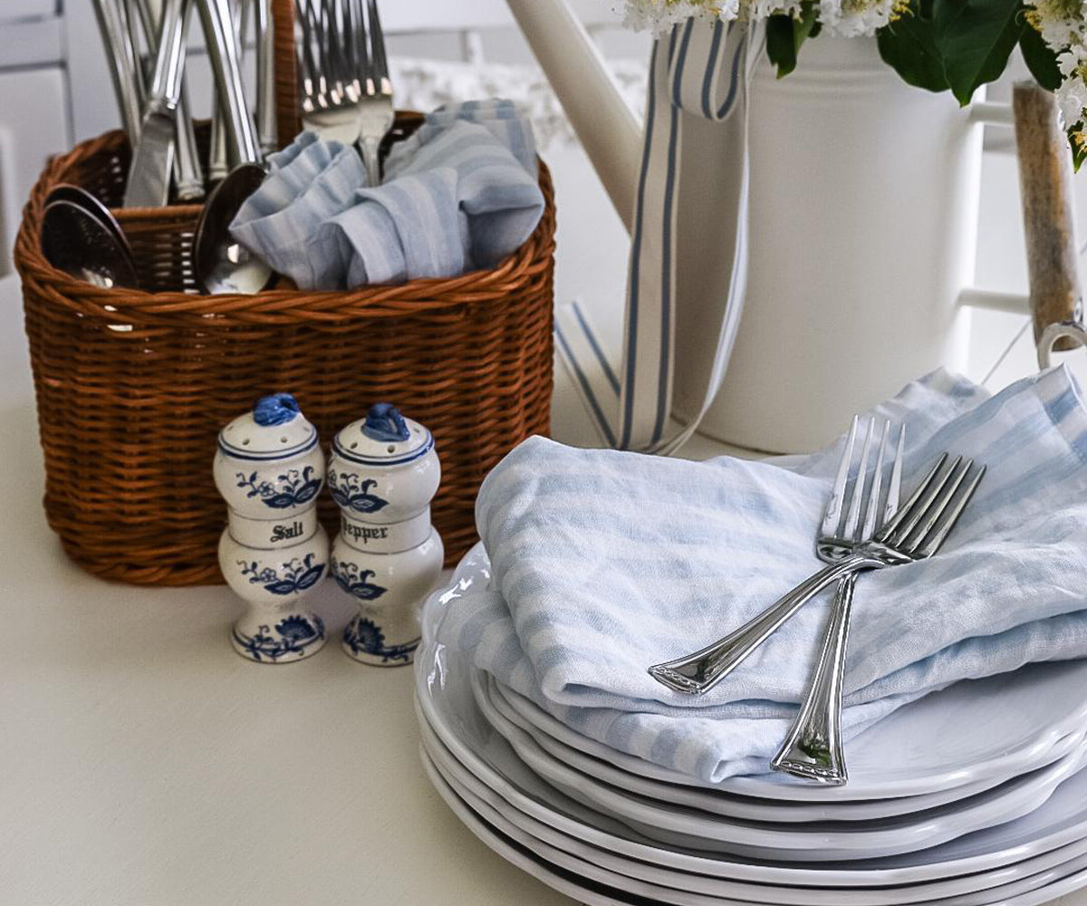 Light Blue Ticking Stripe Napkins