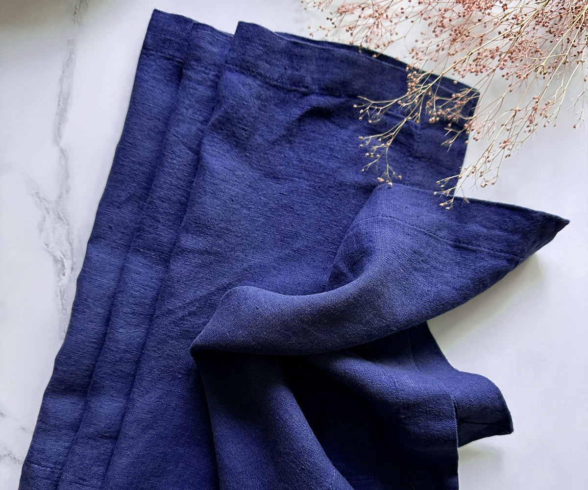 Dark Blue Linen Napkins