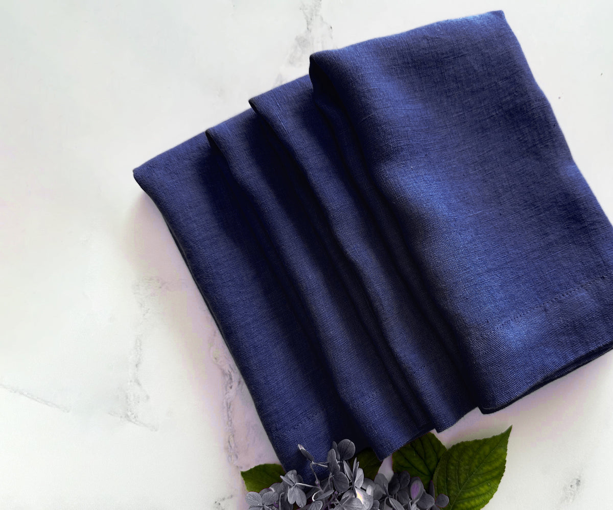 Dark Blue Linen Napkins