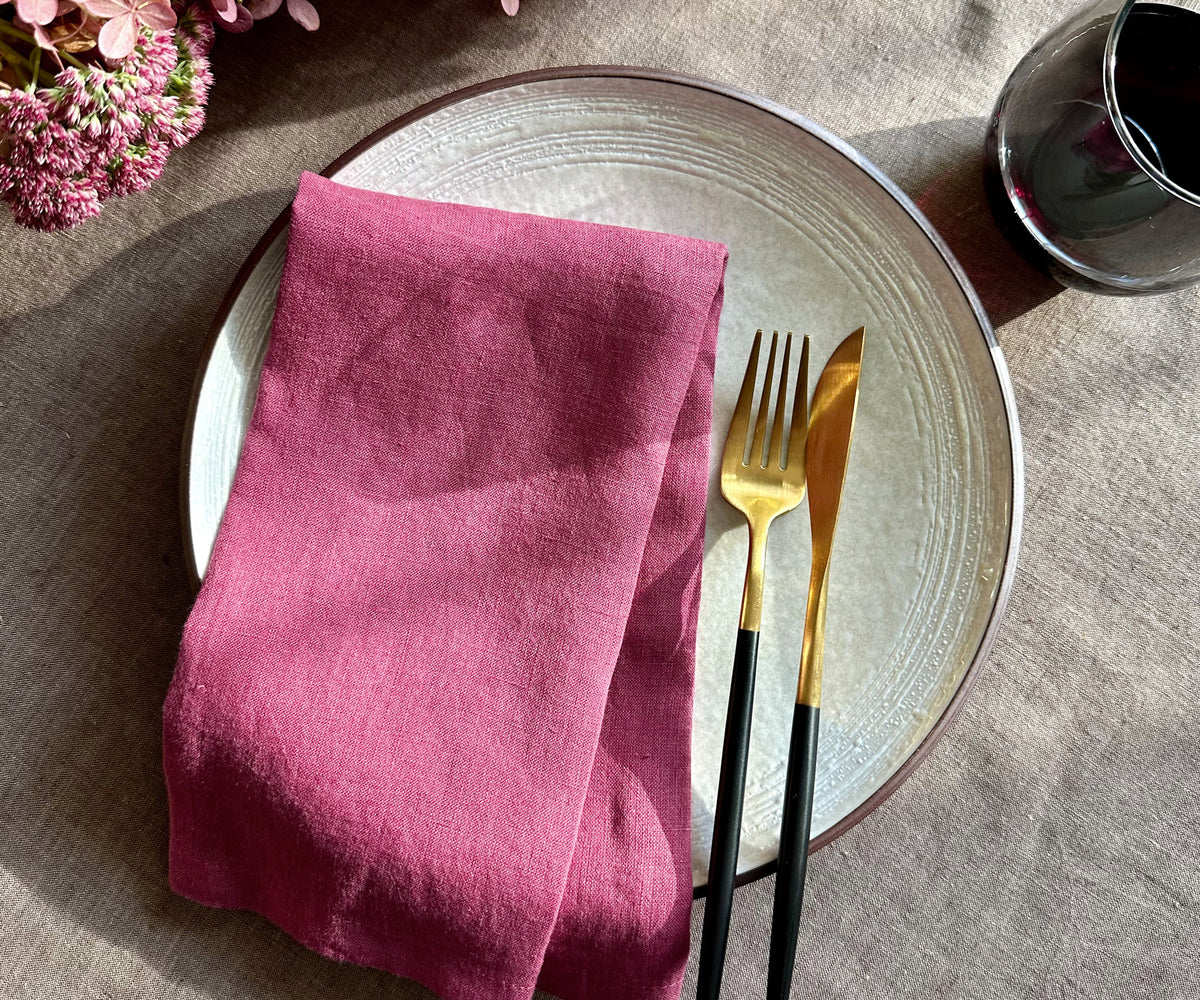 Fuchsia Linen Napkins