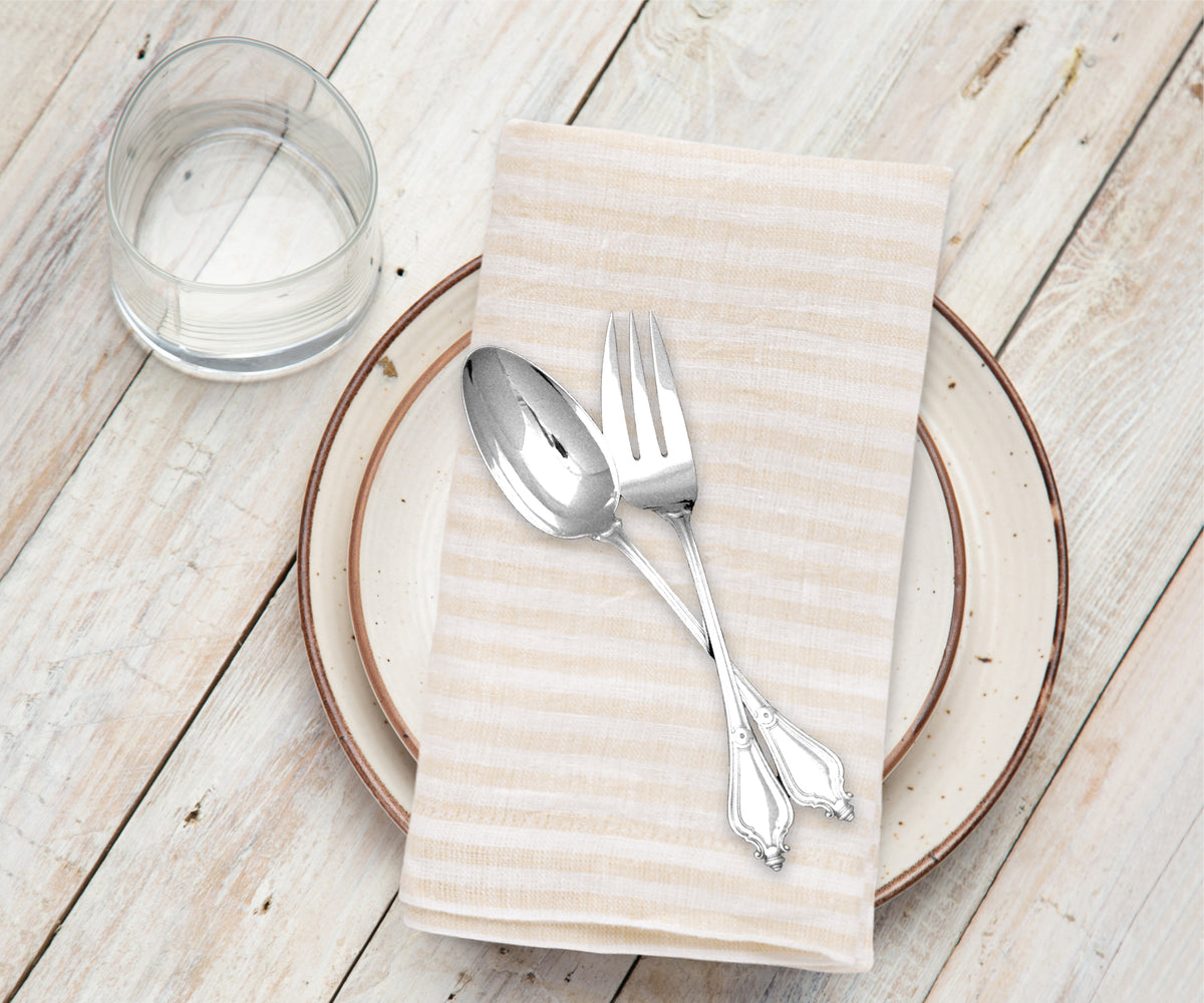 beige pinstripe napkins