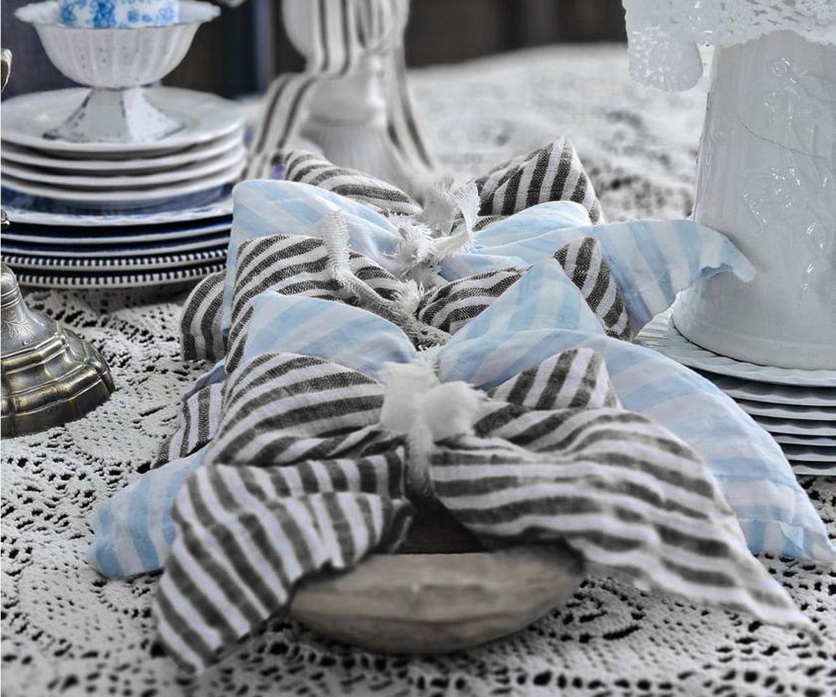 Pinstripe Linen Napkins - Set of 4, 8 & more