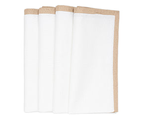 Cloth is washable with beige trim and is large enough to be used as dinner table napkins and tiffin box napkins for schools and offices. 