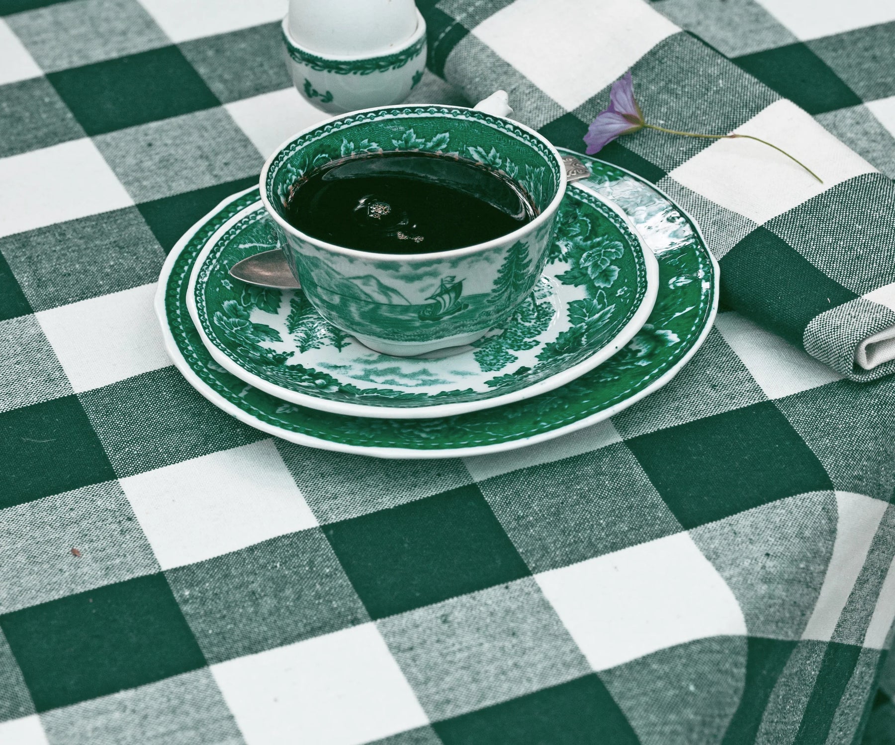 Green buffalo plaid tablecloth