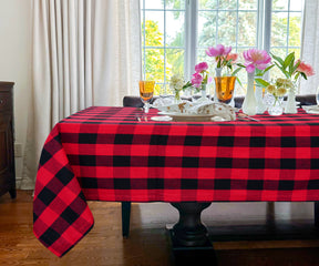 Cloth Tablecloths - Red and Black Checkered Tablecloth