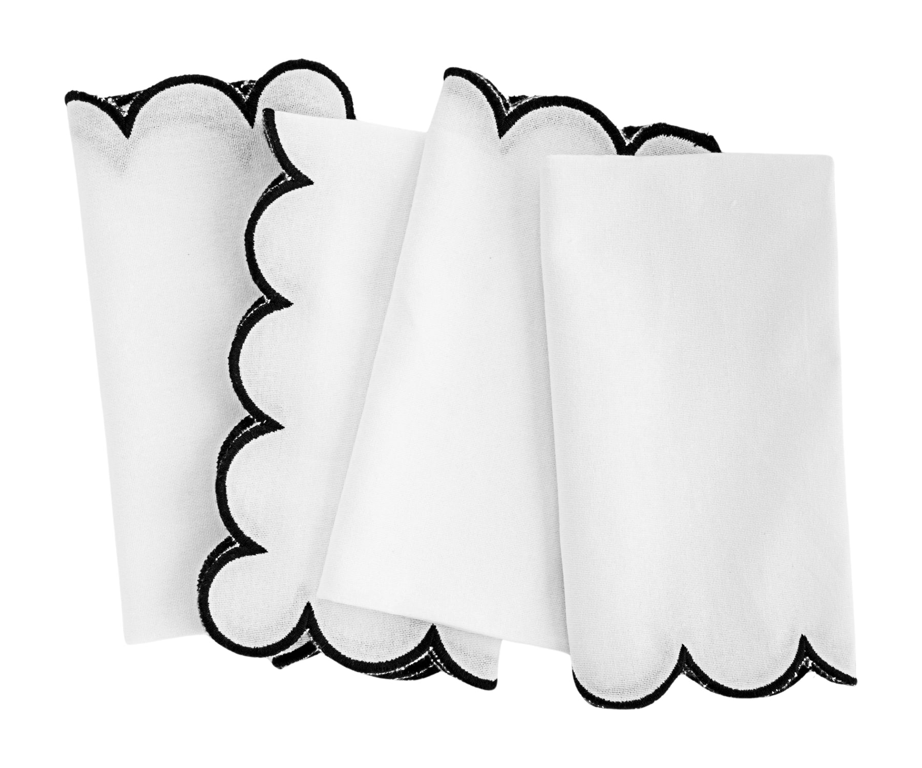 The color and pattern of scalloped napkins can influence a dining space's overall mood and atmosphere.