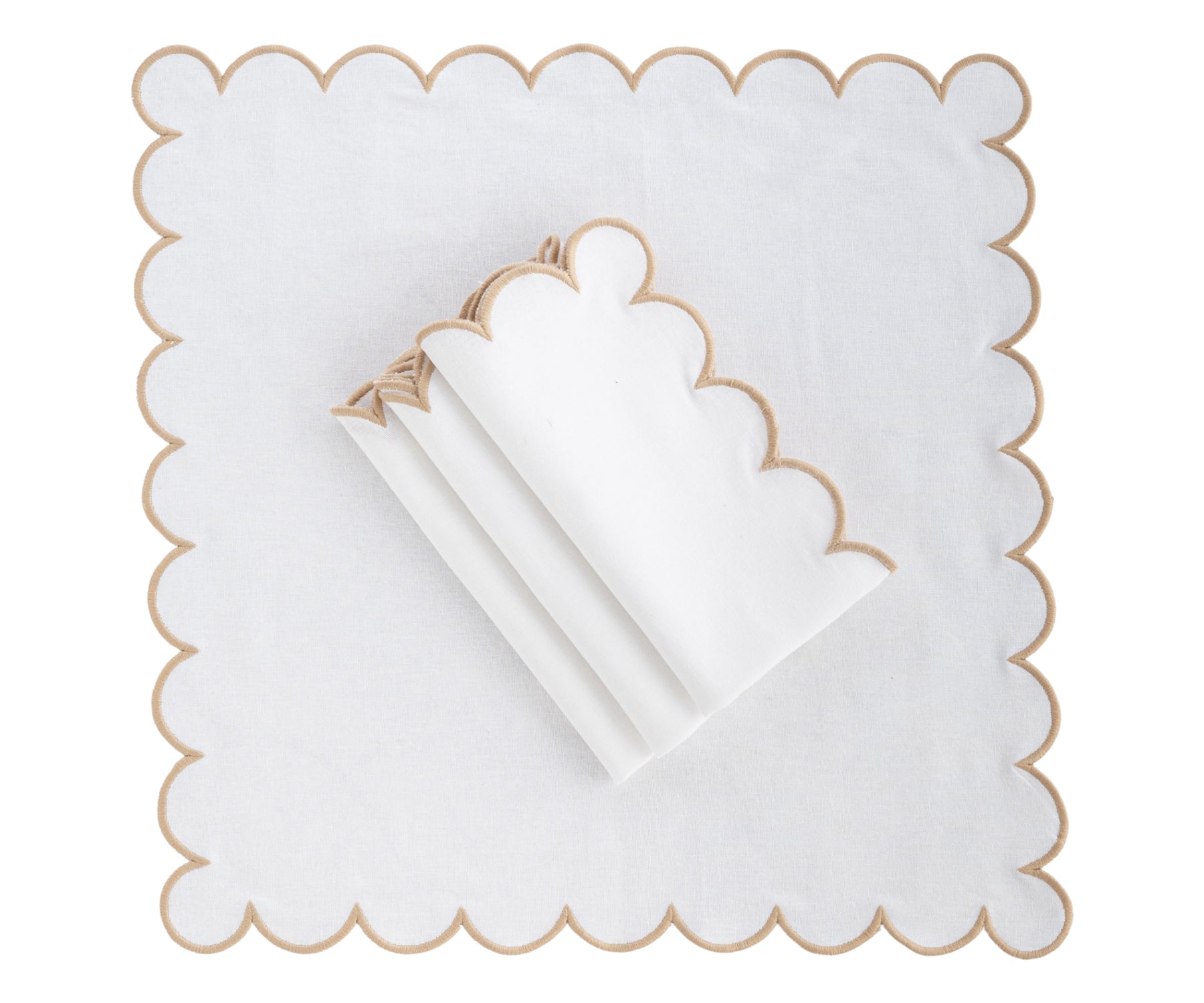 Scalloped Edge Napkins - Cut Work Napkin