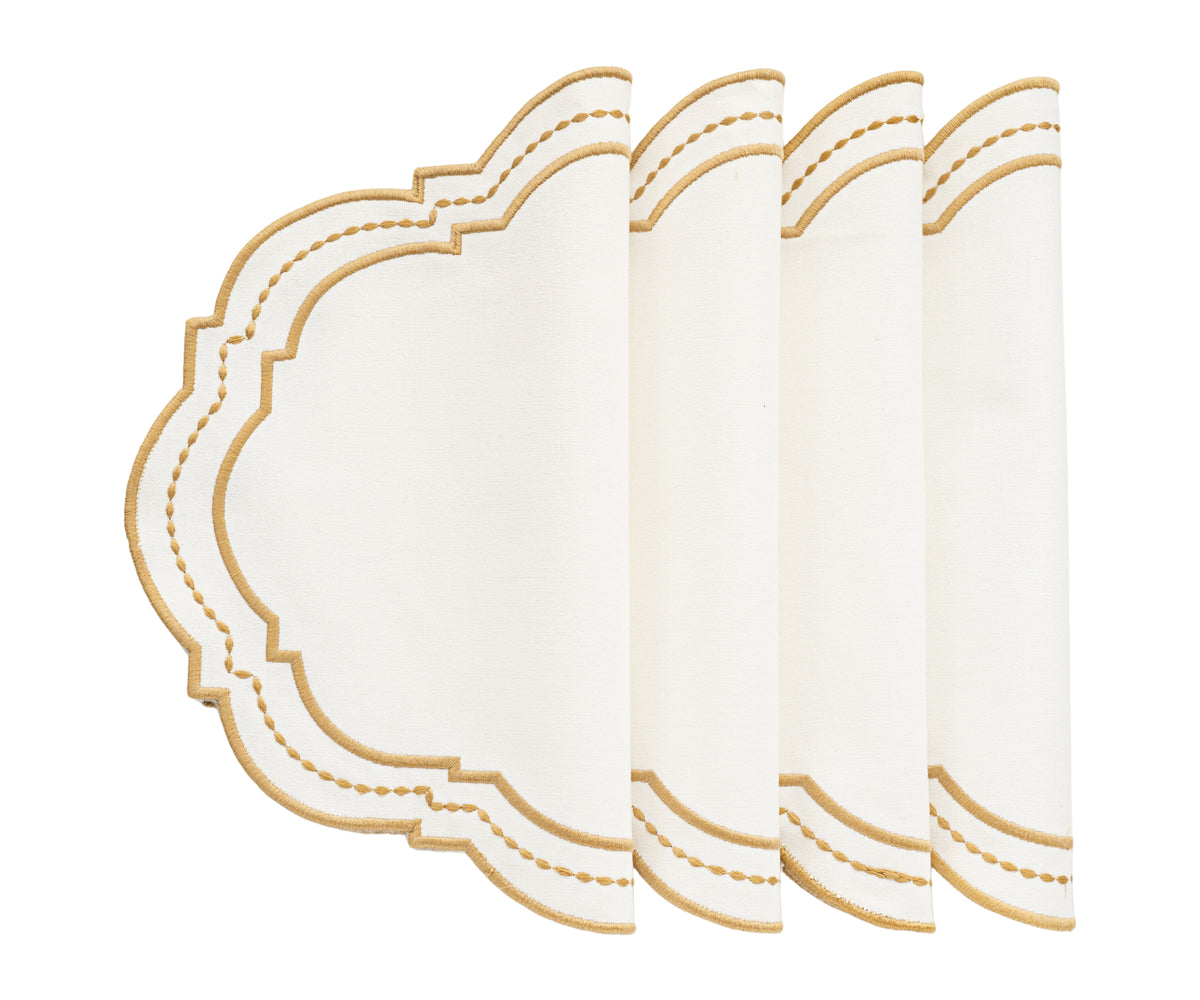 Modern placemats for oval tables featuring a dot design, adding a contemporary flair to the dining table