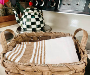 Beige Stripe Kitchen Towels  Set of 4