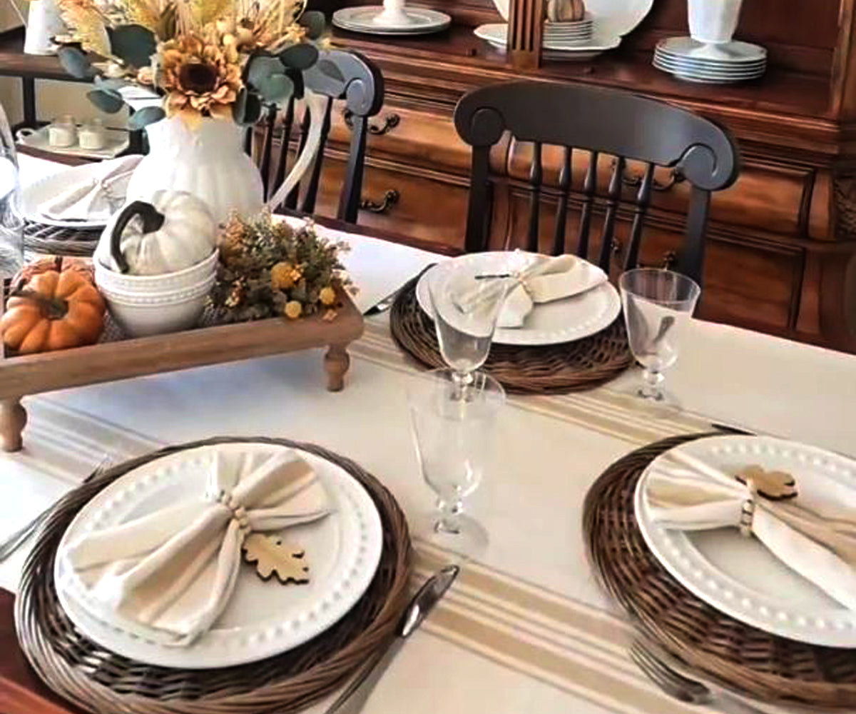 Elegant beige napkins for table settings and decor.